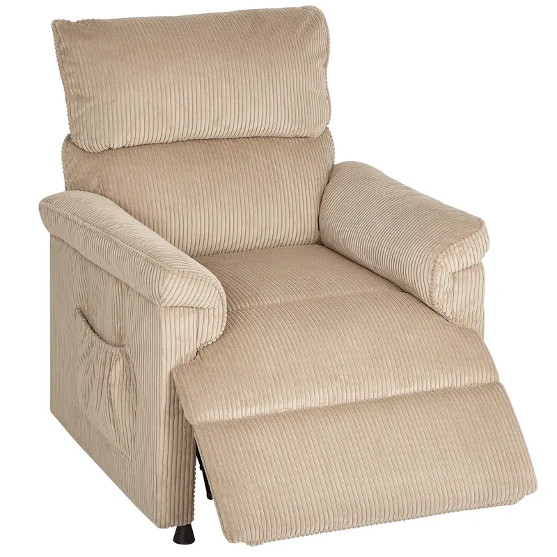 HOMCOM Fotoliu de masaj cu moduri de vibrații, funcție de încălzire, motor silențios, funcție de memorie, oțel, tapițerie din material textil, Maro | Romania