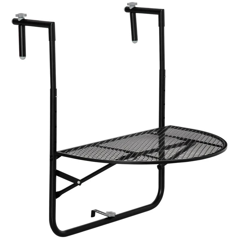 Outsunny Masă de Balcon Suspendată, Măsuță Metalică Pliabilă, Ideală pentru Spații Mici, Neagră | Romania