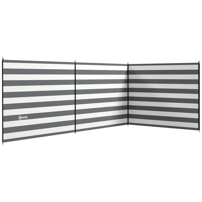 Outsunny Paravan de Plajă Pliabil din Poliester 540x150 cm Gri | Romania