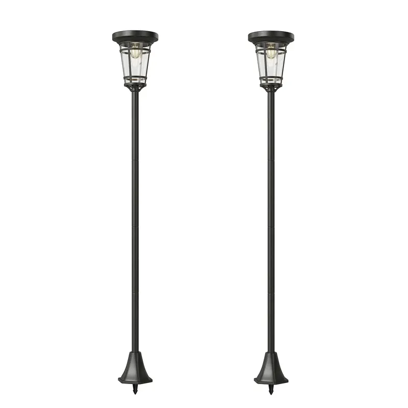 Outsunny Felinar solar set 2 buc. Lampă de podea reglabilă 180 cm cu 2 moduri de luminozitate, senzor de lumină, comutator, IP44 | Romania