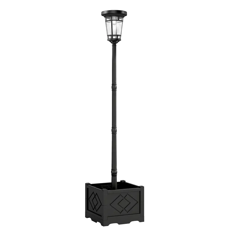 Outsunny Lanternă solară lampă de podea cu ghiveci 195cm Lampa de grădină exterioară cu 2 trepte de luminozitate comutator de control al luminii IP44 | Romania