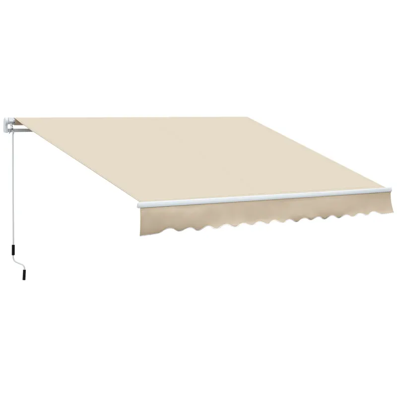 Outsunny Copertină Rabatabilă Exterior, Copertină Extensibilă, Copertină Tip Roll-Up cu Deschidere Manivelă, 350x250 cm, Crem | Romania