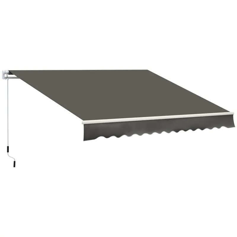 Outsunny Copertină Pliabilă pentru Exterior, Copertină Tip Roll-Up cu Deschidere Manivelă, 350x250 cm, Gri | Romania