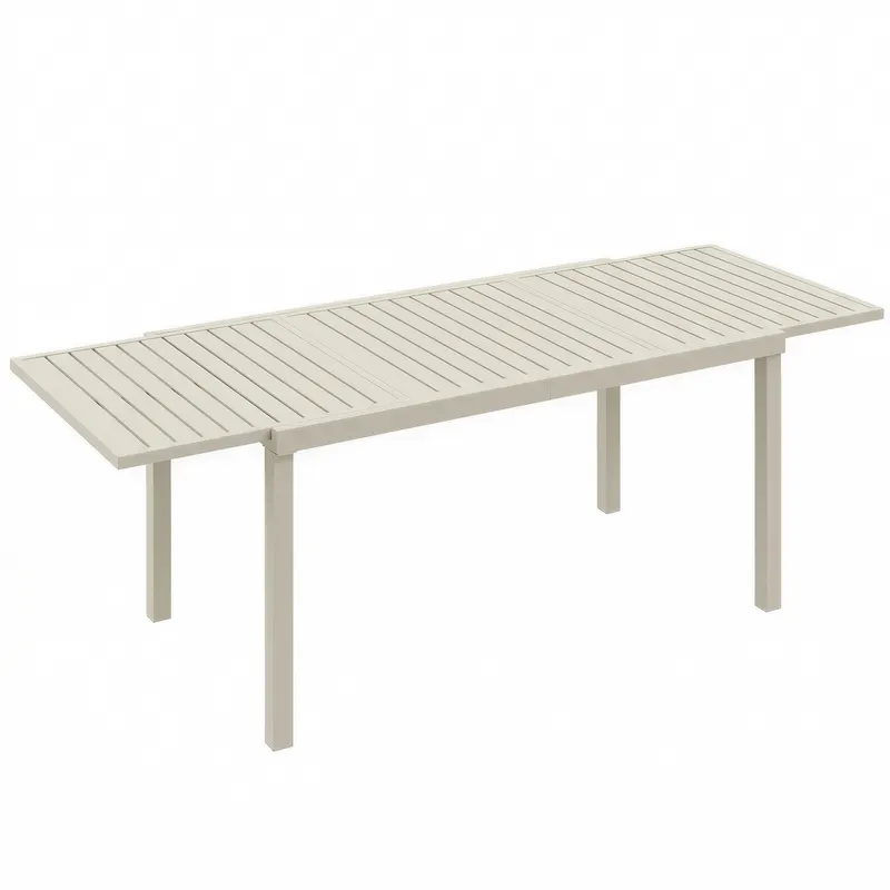 Outsunny Masă de Grădină Extensibilă pentru 6-8 Persoane, din Aluminiu cu Blat cu Lamele, Alb | Romania