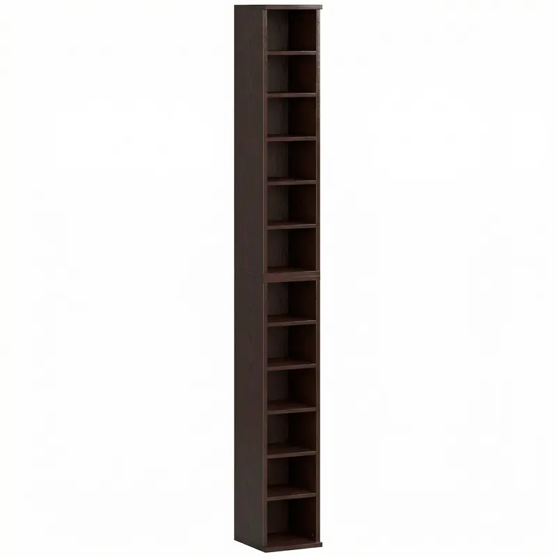 HOMCOM Set de 2 etajere coloane dulap de depozitare CD-DVD 12 compartimente 21 x 22,5 x 88,5 cm capacitate 204 CD-uri maro | Romania