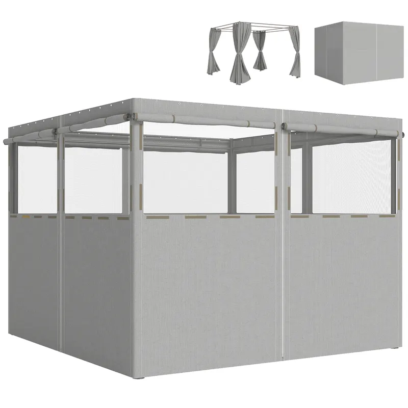 Outsunny 4 panouri laterale pentru pavilion 3x3 m panouri pentru cort cu 8 ferestre protecție UV 30+ impermeabil gri deschis | Romania