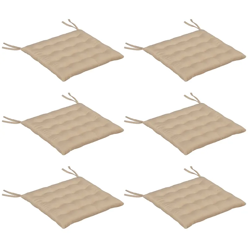 Outsunny Set de 6 Perne pentru Scaune de Dining 40x40 cm 6 Bucăți Perne pentru Scaune de Grădină Matlasate cu Benzi Kaki | Romania