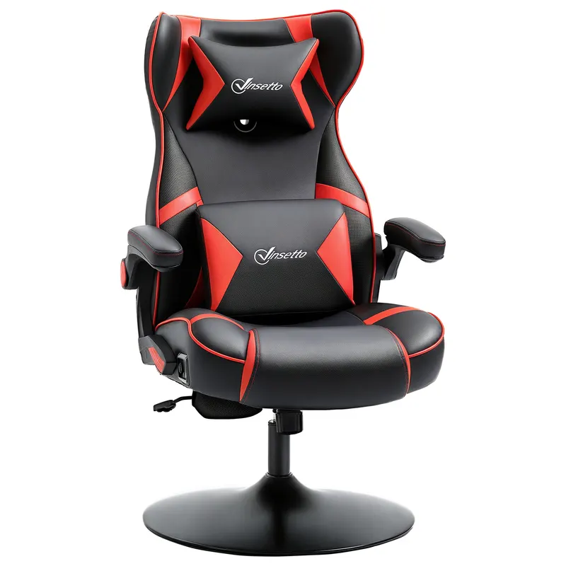 Scaun de gaming Vinsetto, scaun de gaming, difuzoare integrate, spătar inclinabil, negru+roșu, 69 x 73 x 118cm | Romania