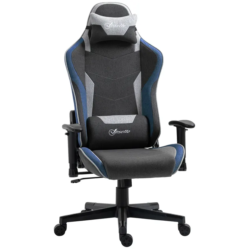 Vinsetto Scaun de Gaming Ergonomic cu Cotiere, Tetieră și Înălțime Reglabile, 66x53x128-138 cm, Albastru | Romania