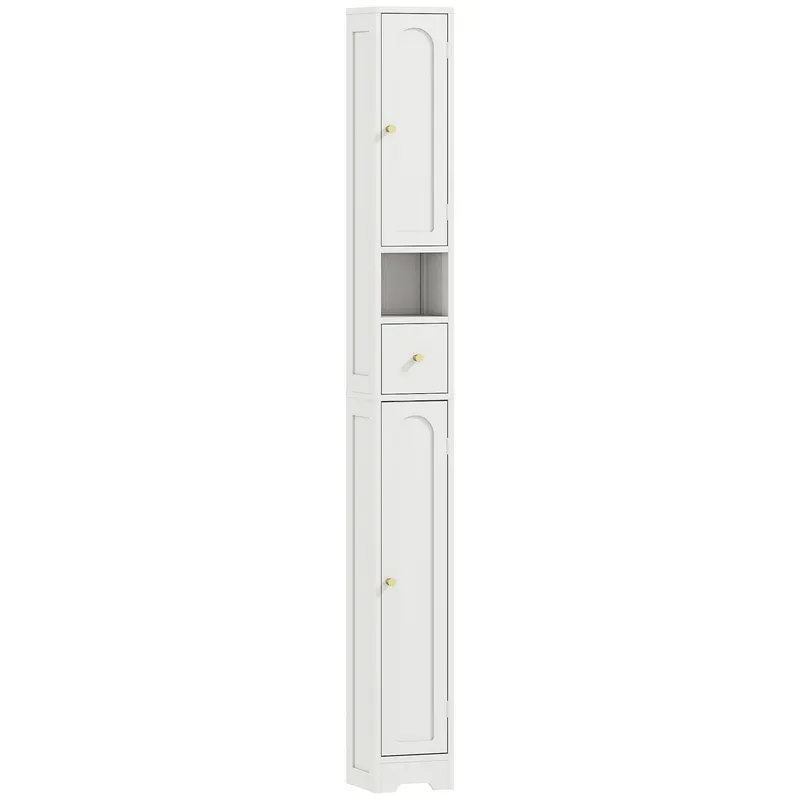 HOMCOM Coloană de baie, mobilier de depozitare, 2 uși, sertar, compartiment deschis, raft reglabil, alb | Romania