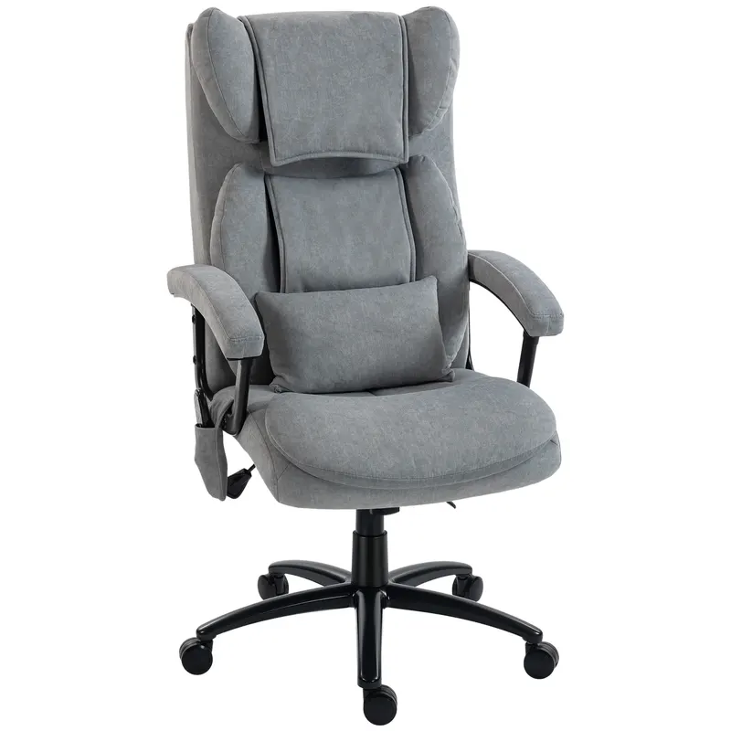HOMCOM Scaun de birou ergonomic cu masaj cu 4 puncte de frământare, fotoliu cu spătar înalt tip fluture, șezut lat, gri | Romania