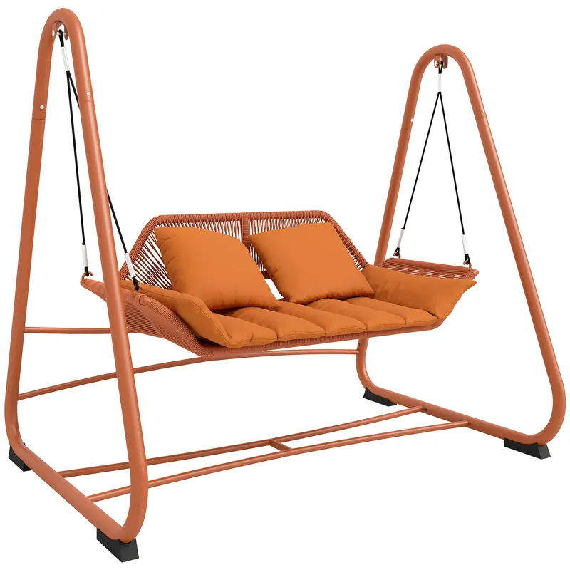 Outsunny Balansoar Hollywood, leagăn de grădină cu perne, cadru, pentru grădină, balcon, 174 x 120 x 162 cm, metal, Teracotă | Romania