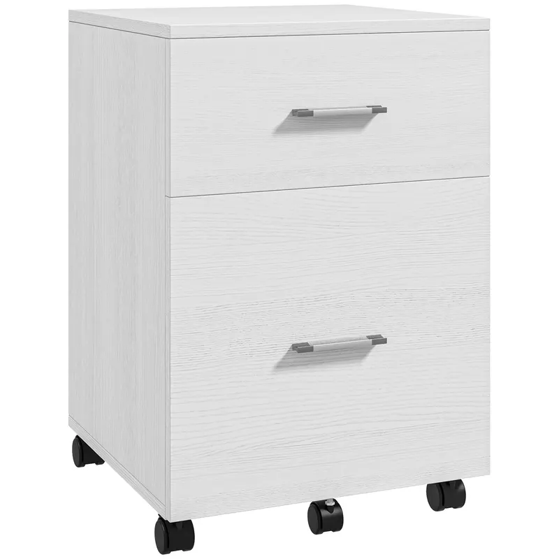 HOMCOM Comodă de birou cu 2 sertare Roți Arhivator mobil pentru fișiere A4 sau Letter 39,5x39x58,5 cm Alb | Romania