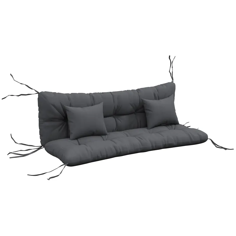 Outsunny Set de 4 Perne pentru Sezut si Spatar de Exterior, Inclusiv 2 Perne Decorative, Hidrofobe, pentru Canapea sau Leagan, Gri | Romania