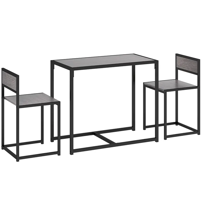HOMCOM Set bar 3 piese, 2 scaune, 1 masă, 90 cm x 47 cm x 76 cm, Gri | Romania