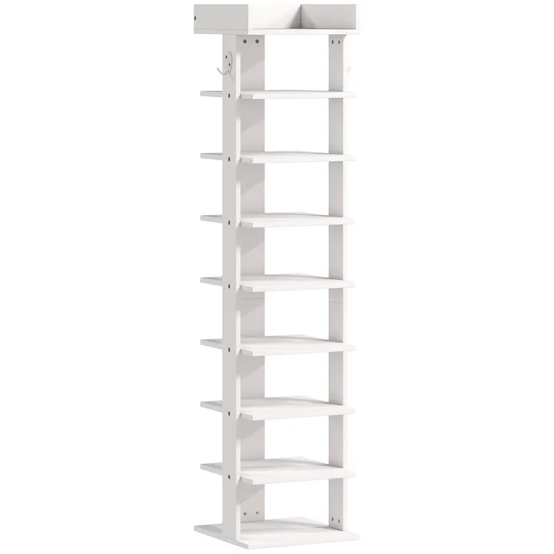 HOMCOM, Raft pentru Pantofi, Cu 9 Rafturi, PAL, 30 x 30 x 128.4 cm, Alb | Romania