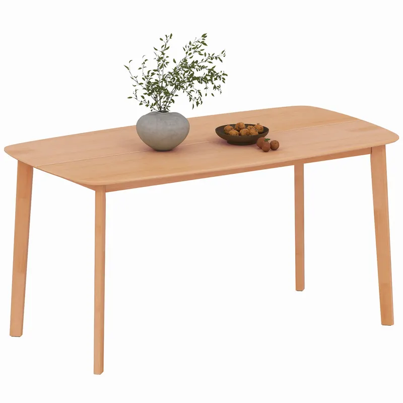 HOMCOM Masă de dining rectangulară pentru 6 persoane masă de bucătărie 150 cm din lemn masiv 150 x 80 x 76 cm lemn natural | Romania