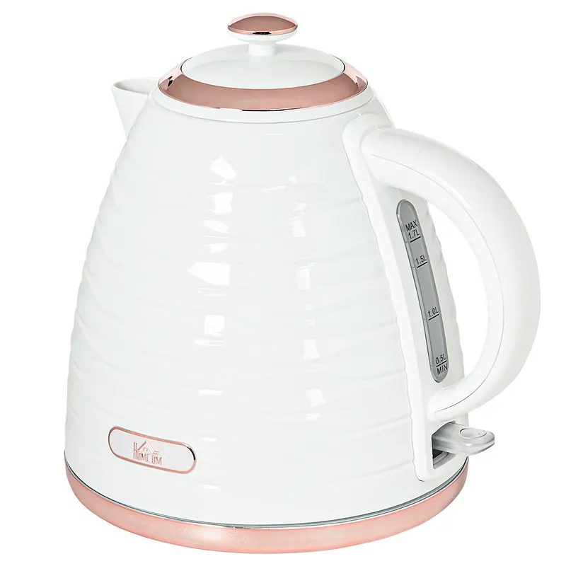 HOMCOM Fierbător electric, 1,7L, 2,2kW, funcție de fierbere rapidă cu filtru anti-calcar detașabil și lavabil | Romania