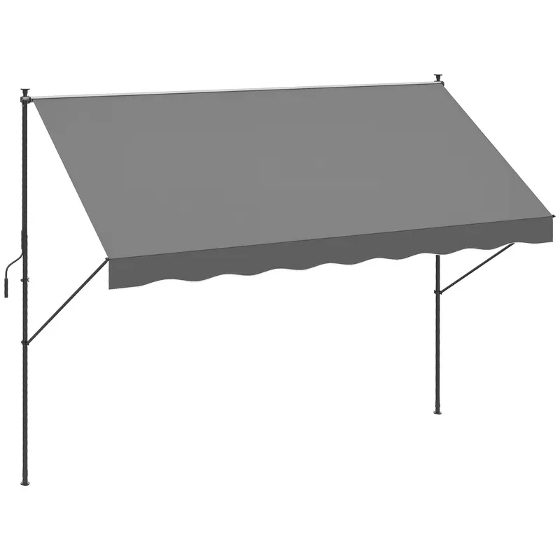 Outsunny Parasolar Manual Retractabil 300x175x210-310 cm Ajustabil cu Manivela Protectie Solara UV40+ pentru Balcon Terasa Gri | Romania