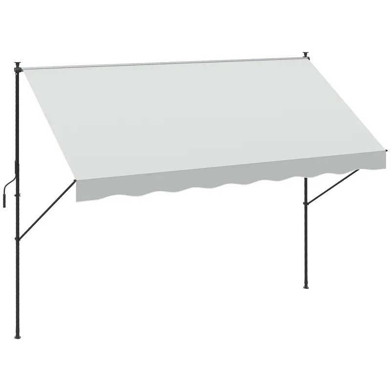 Outsunny Copertină Manuală Retractabilă 300x175x210-310 cm Reglabilă cu Manivelă Protecție Solară UV40+ pentru Balcon Terasă Crem | Romania