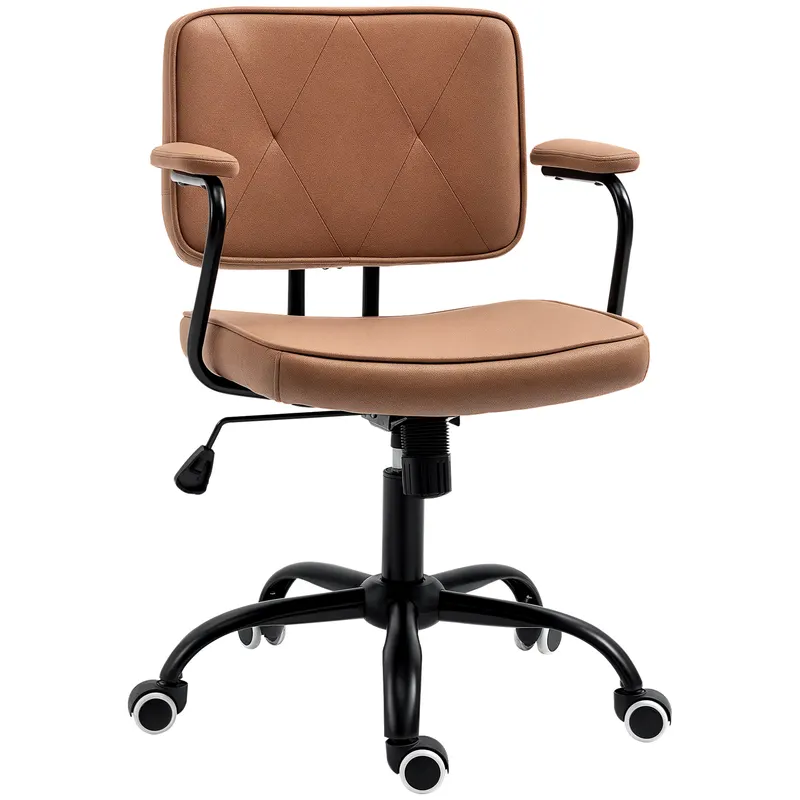 Vinsetto Scaun de birou cu rotile, scaun de birou reglabil inaltime cu functie de leganare rotire 360° inclinabil spuma maro 61 x 58 x 82-91 cm | Romania