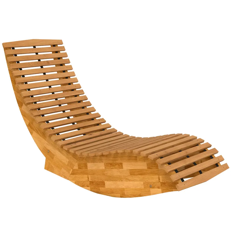 Outsunny Șezlong din lemn de acacia pliabil, ergonomic, șezlong de grădină cu formă în S și design cu lamele 60 x 156 x 77 cm | Romania