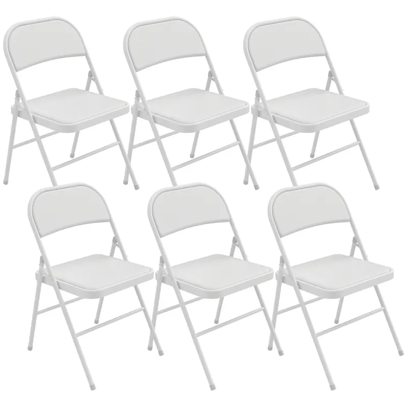 HOMCOM Set de 6 scaune pliante pentru dining portabile cadru din oțel 45 x 46 x 78 cm alb | Romania