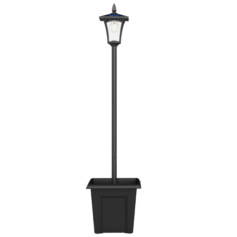 Outsunny Felinar Solar pentru Exterior cu LED pe Stâlp Înalt, Negru | Romania