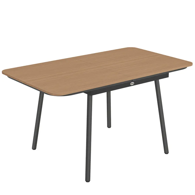 Outsunny Masă de grădină 140 x 80 cm pentru 6 persoane rezistentă la rugină masă de exterior cu blat WPC Picioare reglabile, Teak | Romania