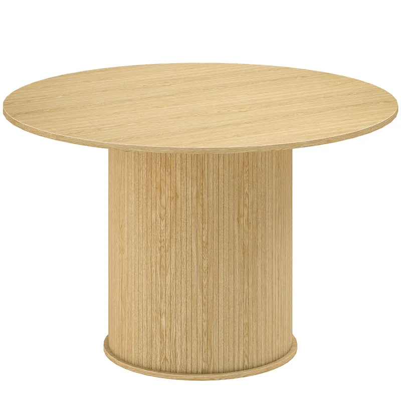 HOMCOM Masă de dining rotundă pentru 5 persoane, Ø 120 x 76 cm, masă de bucătărie cu bază cilindrică canelată, lemn natural | Romania