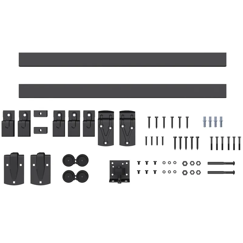 HOMCOM Set feronerie uși glisante pentru sarcină mare 244 cm Negru pentru uși simple | Romania