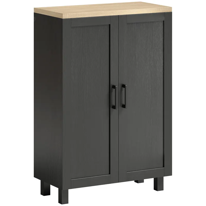 HOMCOM Bufet de Living Îngust cu 2 Uși Dulap de Bucătărie cu Poliță Reglabilă pentru Hol 60x30x90 cm Negru | Romania