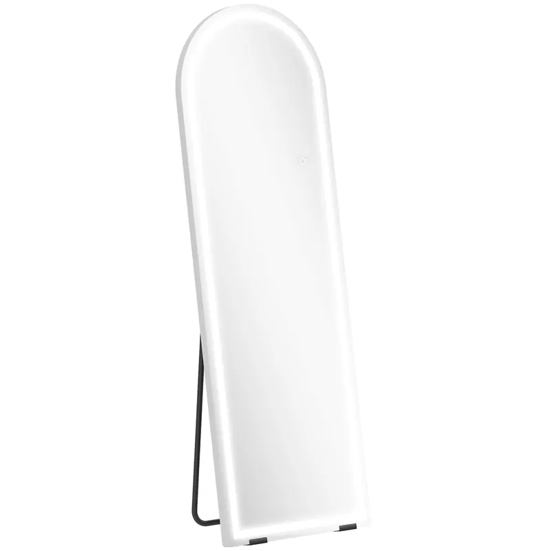 HOMCOM Oglindă de Podea Corp Întreg cu Lumină 150x50cm Arcuată fără Ramă 3 Temperaturi de Culoare Luminozitate Reglabilă Transparent | Romania