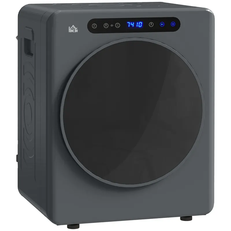 HOMCOM Uscător de Rufe, 6 Programe, 40-60℃, Capacitate de 4 kg, Compact, Control Tactil, Gri | Romania