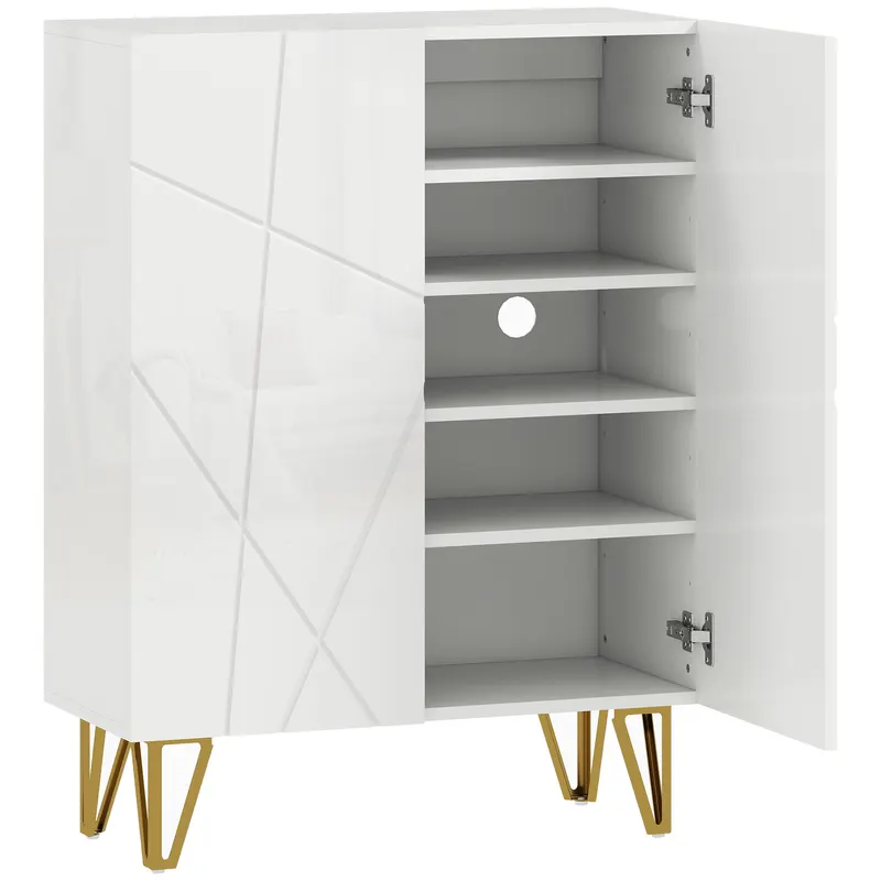 HOMCOM Dulap pentru încălțăminte cu 2 uși, raft pentru pantofi, depozitare cu 3 rafturi reglabile 72 x 31,5 x 95 cm, Alb | Romania
