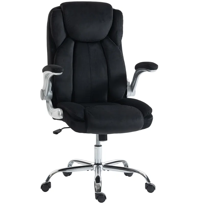 HOMCOM Scaun de birou ergonomic cu spătar înalt brațe rabatabile șezut cu arcuri înălțime reglabilă Negru | Romania