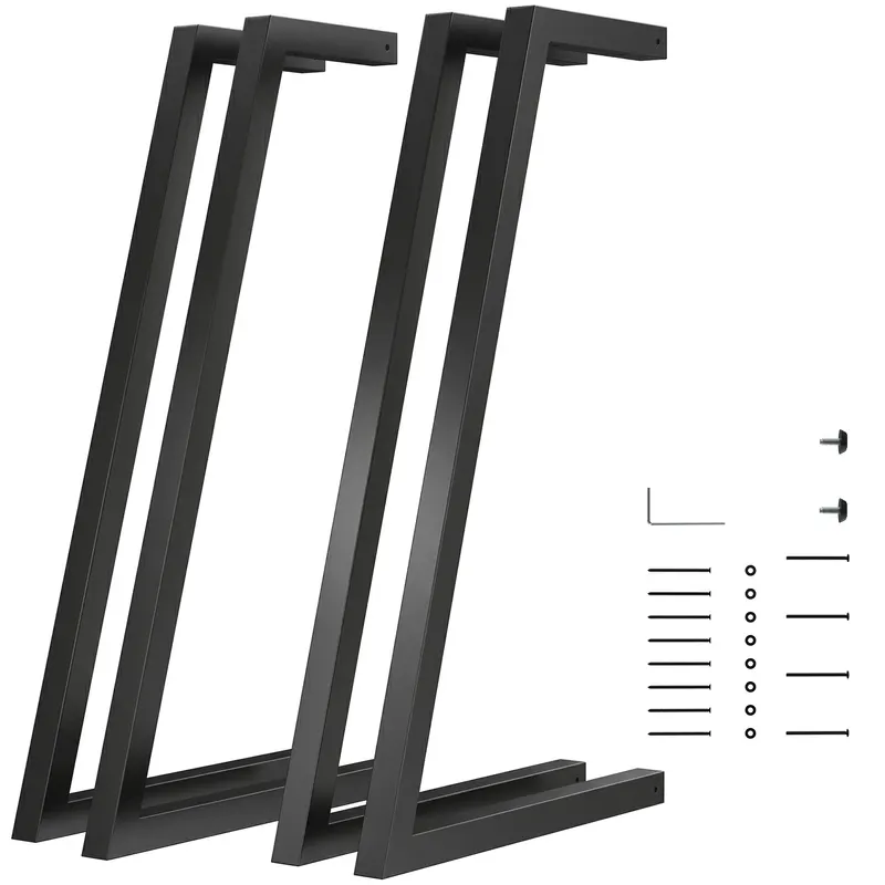 HOMCOM Set de 4 picioare pătrate industriale pentru masă pentru mobilă cu picioare reglabile 43x3x72 cm Negru | Romania