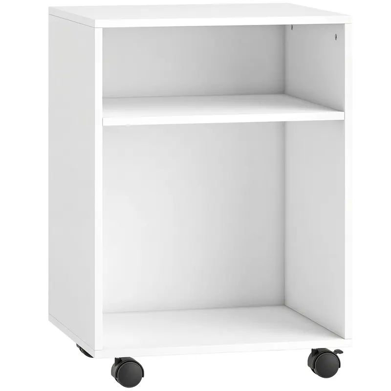 HOMCOM Suport pentru imprimantă Masă pentru imprimantă cu 2 rafturi deschise roți cu frână pentru birou Acasă Fax Scanner 40 x 35 x 56 cm Alb | Romania
