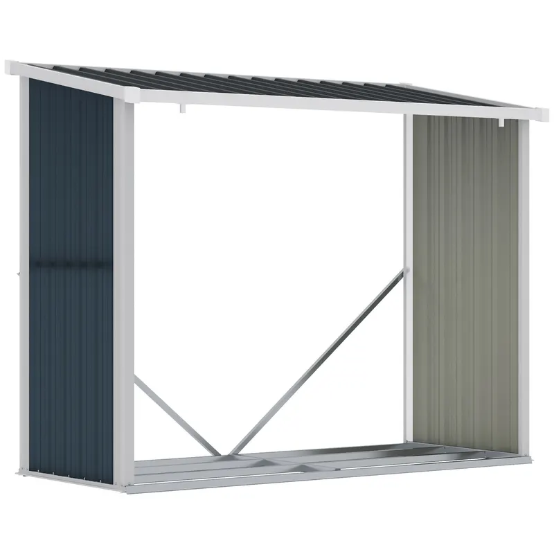 Outsunny Suport exterior pentru lemne, din oțel galvanizat, cu bază înălțată și acoperiș înclinat, 1,34 m², gri închis | Romania