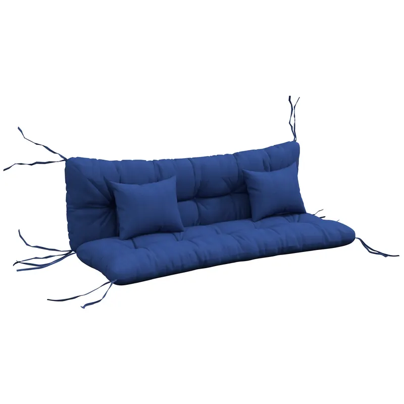 Outsunny Set 4 perne de șezut, 150x50 cm rezistente la apă, perne scaun cu benzi de prindere, 10cm grosime, Marine | Romania
