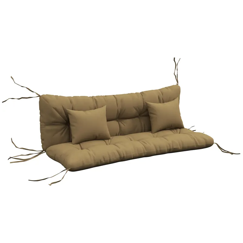 Outsunny Set de 4 perne de șezut, 150x50 cm repelent la apă perne de scaun cu benzi de prindere, 10 cm grosime bronz | Romania