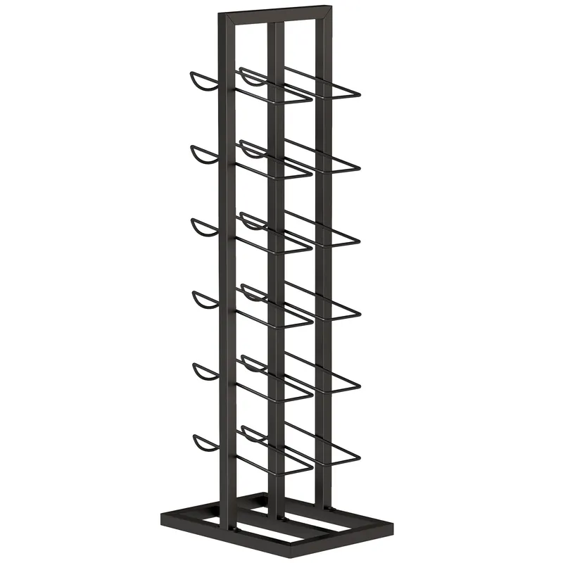 HOMCOM Suport din Metal, 12 Sticle, de Podea, Negru | Romania
