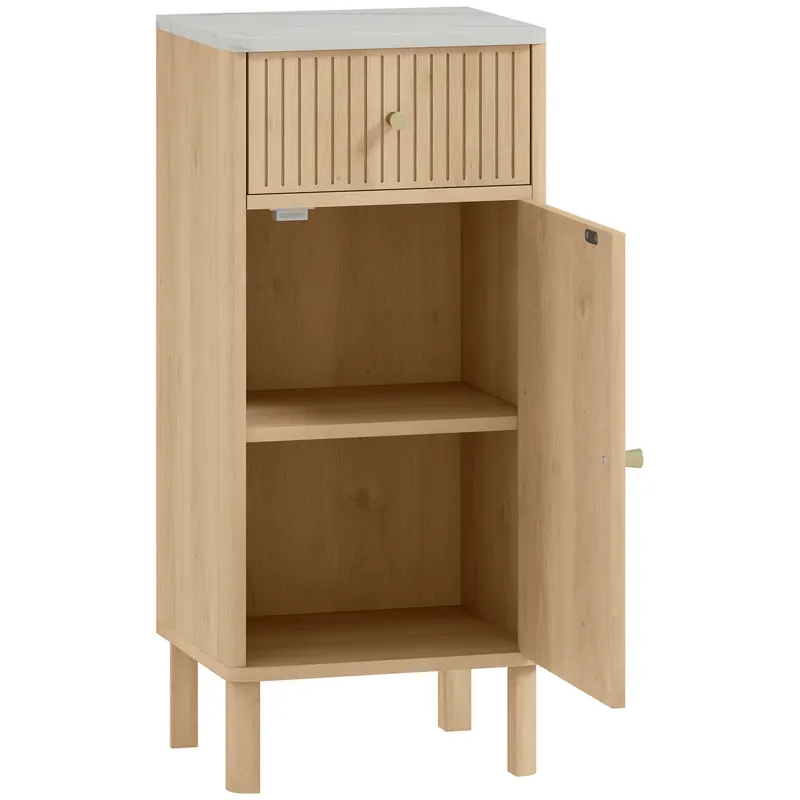 Dulap de baie HOMCOM slim cu sertar și ușă, pentru sufragerie, salon, living, bucătărie, 36 x 30 x 80 cm, stejar | Romania