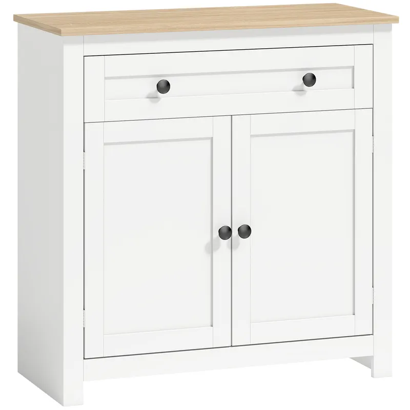 HOMCOM Comodă dulap de bucătărie cu sertar, două uși, poliță reglabilă, pentru living, 78,5 x 35 x 80 cm Alb | Romania
