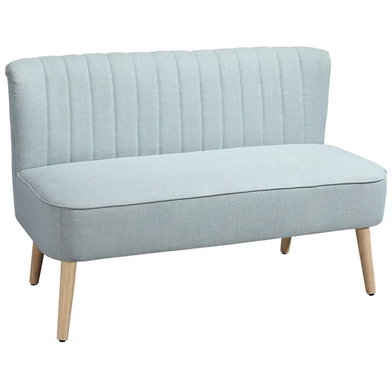 HOMCOM Canapea 2 locuri, căptușeală moale, husă ușor de întreținut, până la 220 kg, 117 x 56,5 x 77 cm, Verde deschis | Romania