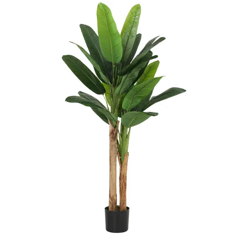HOMCOM Set de 2 bananiere artificiale de interior, 150 cm, în ghiveci – decor pentru casă, birou, living, dormitor | Romania