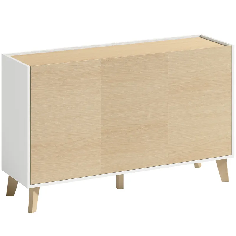HOMCOM Bufet cu Uși Soft-Close 120 cm, Lemn și Alb | Romania