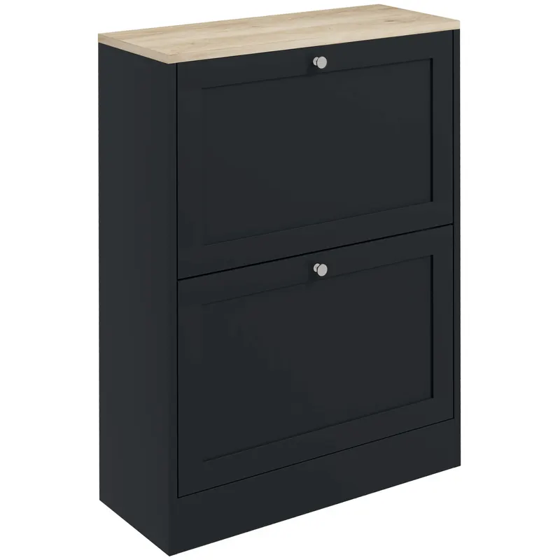 HOMCOM Dulap pentru pantofi 12 perechi, Mobilier de intrare cu 2 sertare rabatabile și polițe reglabile, 60 x 23,5 x 80cm, Negru | Romania