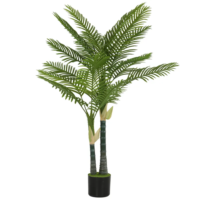 HOMCOM Palmier artificial 150 cm, palmier decorativ cu 16 frunze, plantă artificială mare în ghiveci pentru living, balcon, decor, verde | Romania