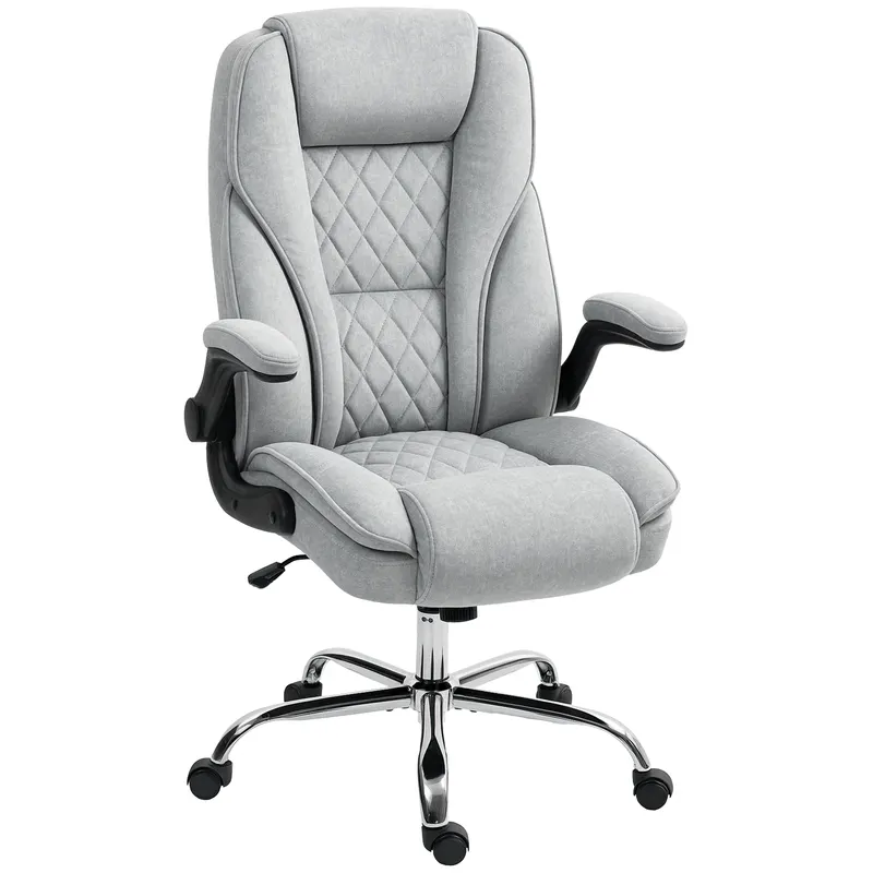 HOMCOM Scaun de birou, scaun birou ergonomic, înălțime reglabilă, brațe rabatabile, 70 x 70 x 114-122 cm, gri | Romania